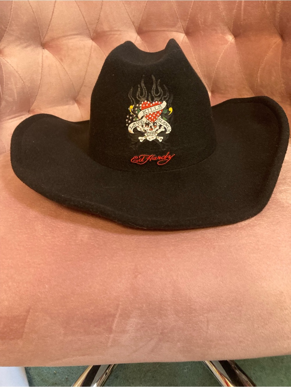 Ed Hardy Black Felt Cowboy Hat